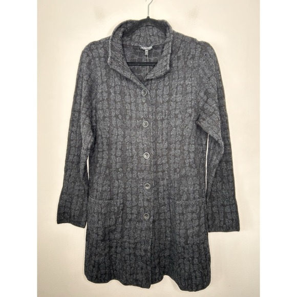 Eileen Fisher Sweaters - Eileen Fisher Gray Wool Blend Knit Button Up Cardigan Jacket Size Medium NWT